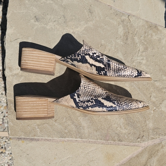 Gibson Latimer goat leather Slip-On Mules Block Heel Office Chic 10M - Picture 8 of 13